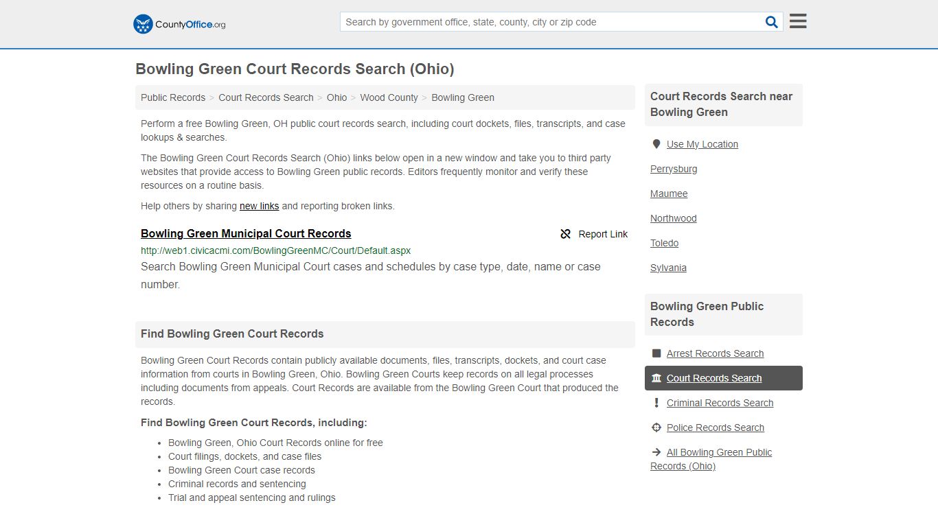 Bowling Green Court Records Search (Ohio) - County Office