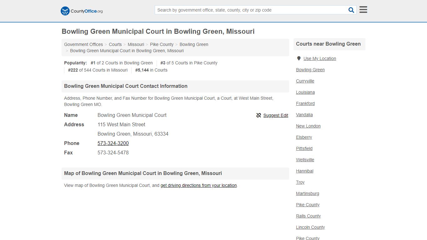 Bowling Green Municipal Court in Bowling Green, Missouri - County Office